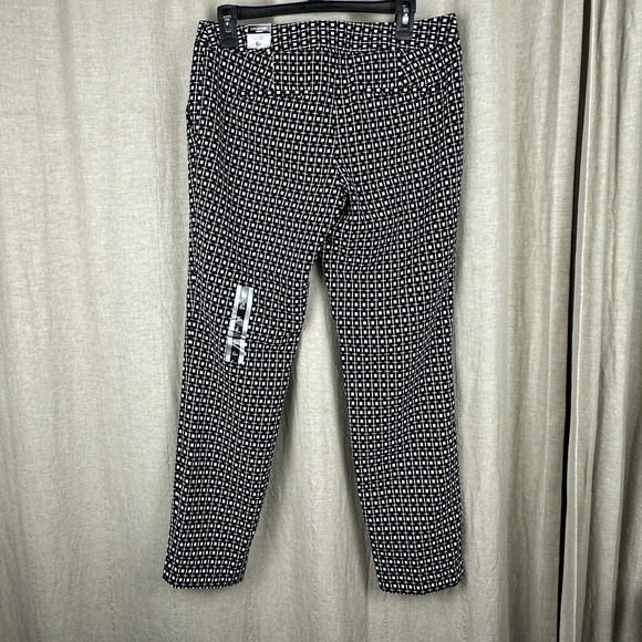 Express Women's Ankle High Rise Columnist Pants 6R Print Black NWT Career Office - Picture 6 of 10
